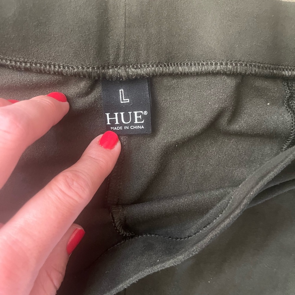 HUE Olive-Tone High Waist Faux Suede Leggings - Picture 4 of 5